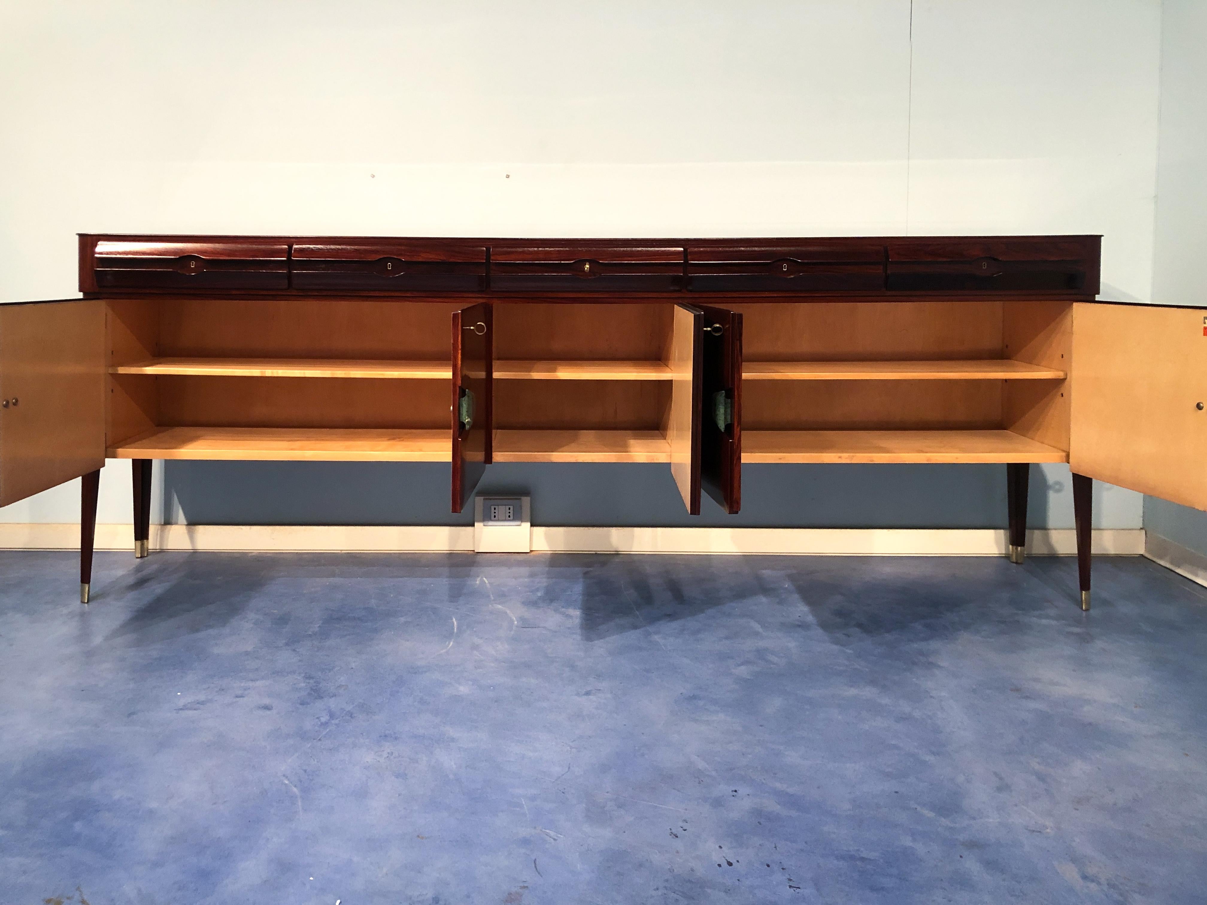 Italian Mid-Century Sideboard with Marble Handles by Vittorio Dassi, 1950 For Sale 12