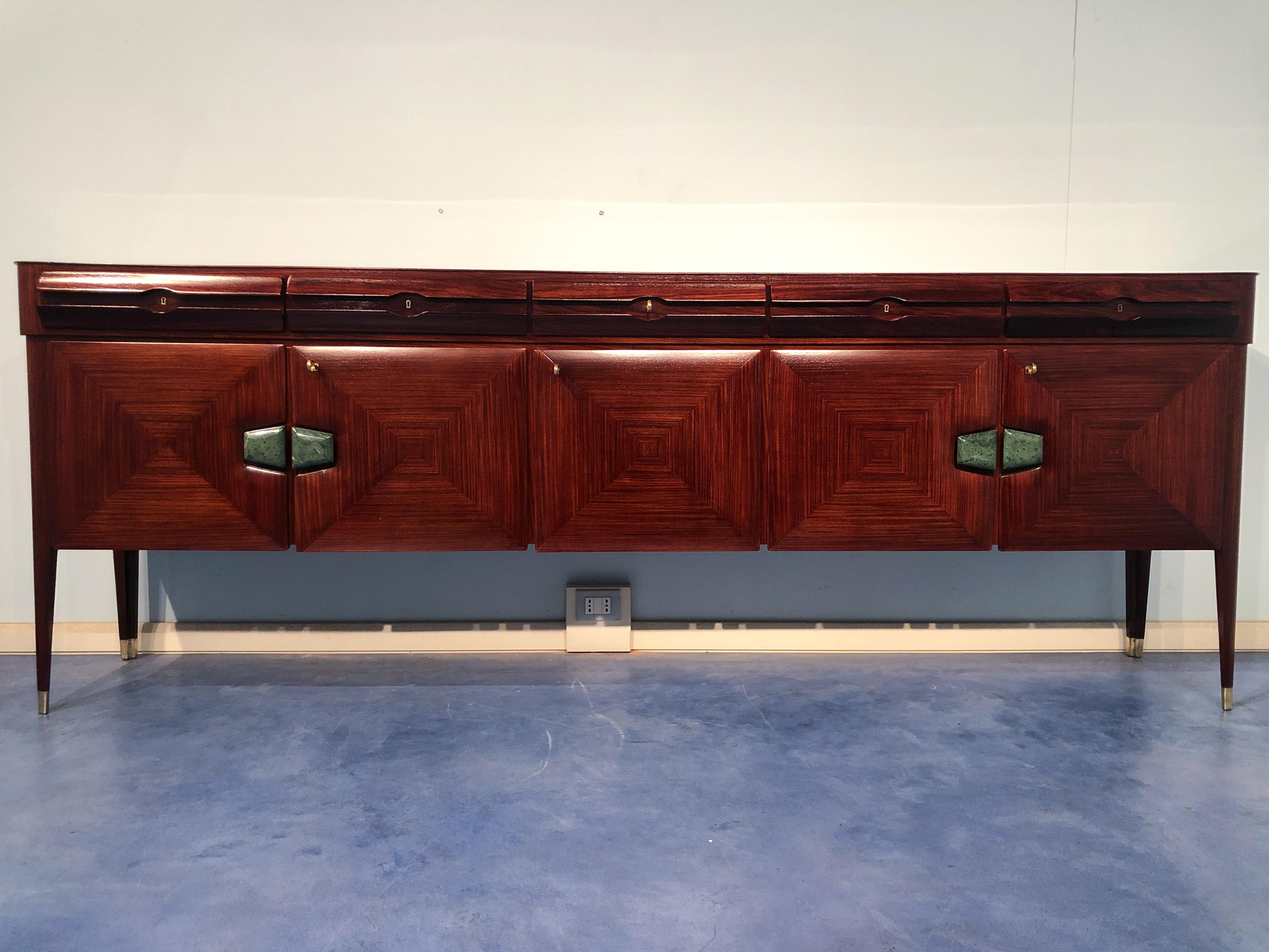 Mid-Century Modern Italian Mid-Century Sideboard with Marble Handles by Vittorio Dassi, 1950 For Sale