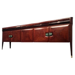 Credenza italiana del metà secolo con maniglie in marmo di Vittorio Dassi, 1950