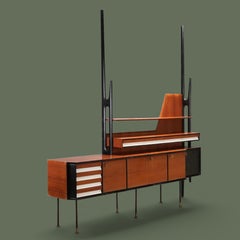 Italian Mid-Century Sideboard with Sculptural Uprights, Teak, 1950s
