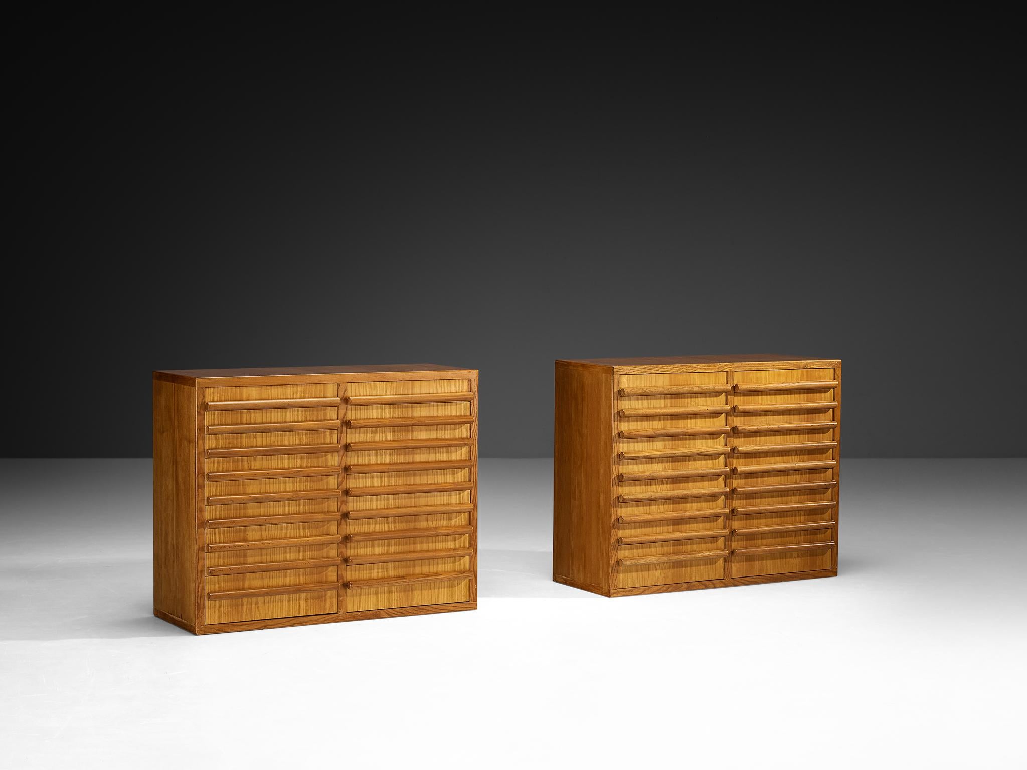 Italian Mid-Century Sideboards in Ash In Good Condition For Sale In Waalwijk, NL