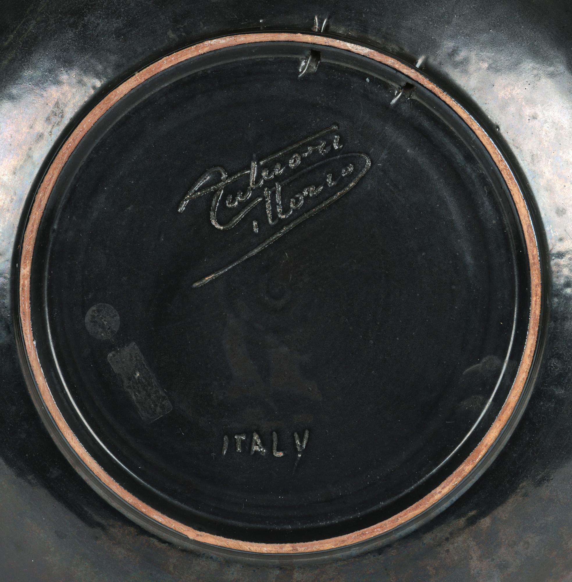 Italian Mid-Century Signed Modernist Art Pottery Wall Plaque For Sale 5