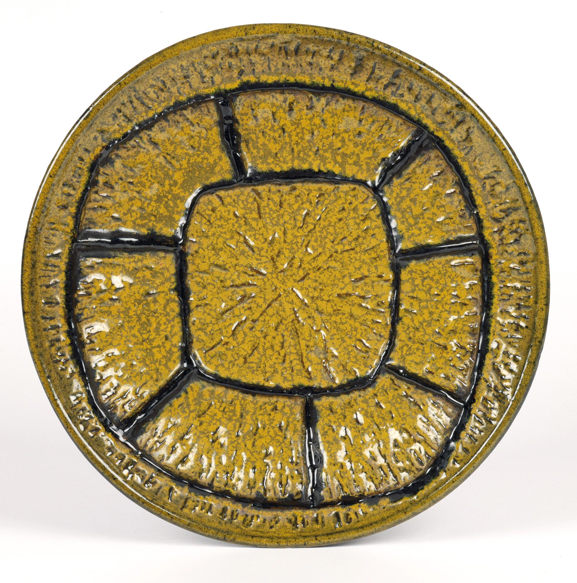 Italian Mid-Century Signed Modernist Art Pottery Wall Plaque In Good Condition For Sale In Bishop's Stortford, Hertfordshire