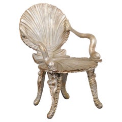 Italian Mid-Century Silver Clam-Shell Grotto Chair