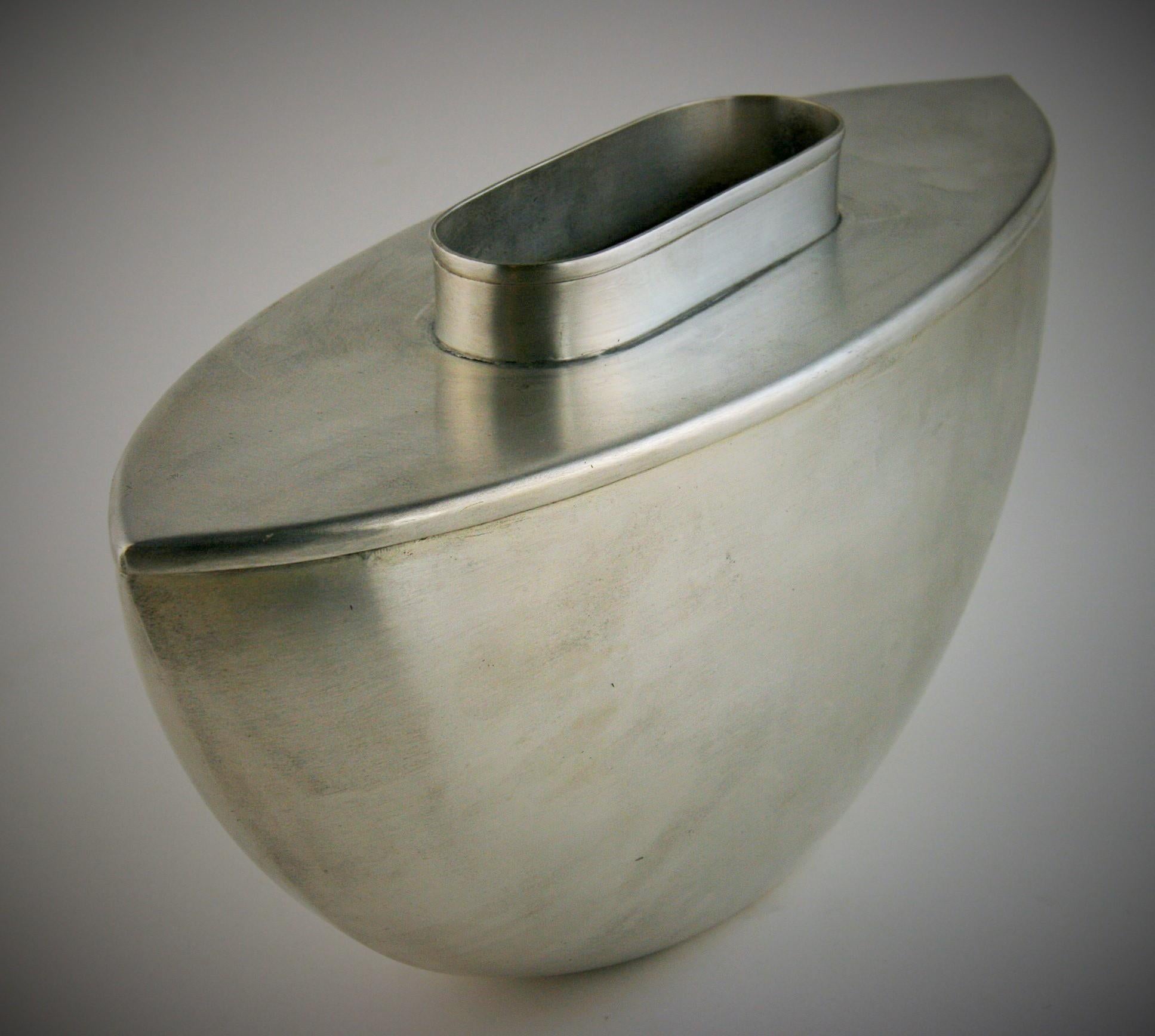 Silver Plate Scandinavian  Mid Century Silver Ovoid Shaped  Flower Vase