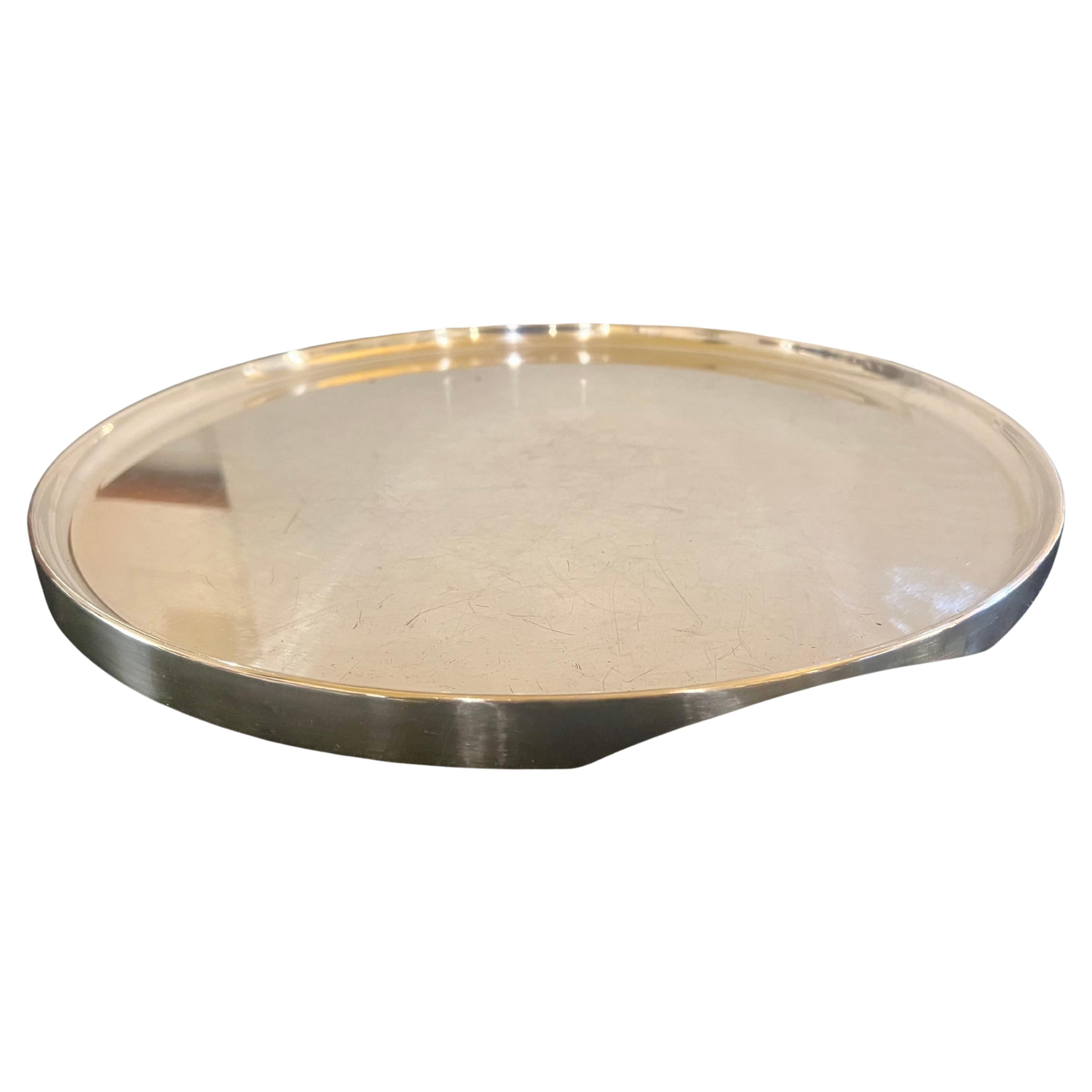Italian Mid Century Silver Plated Large Round Rare Tray by Lino Sabattini For Sale