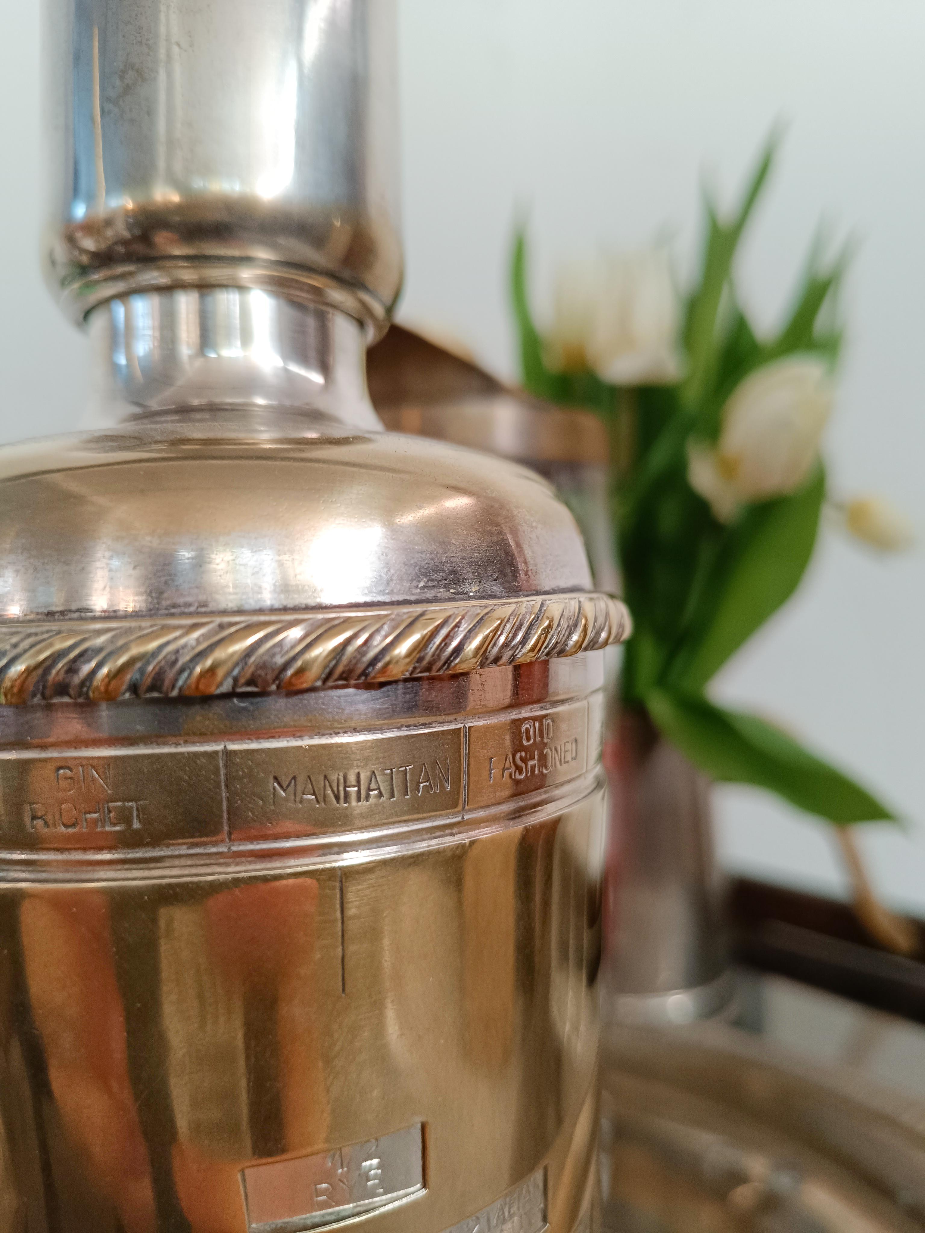 Mid-Century Modern Italian Midcentury Silver Plated Menu Cocktail Shaker by Fornari For Sale