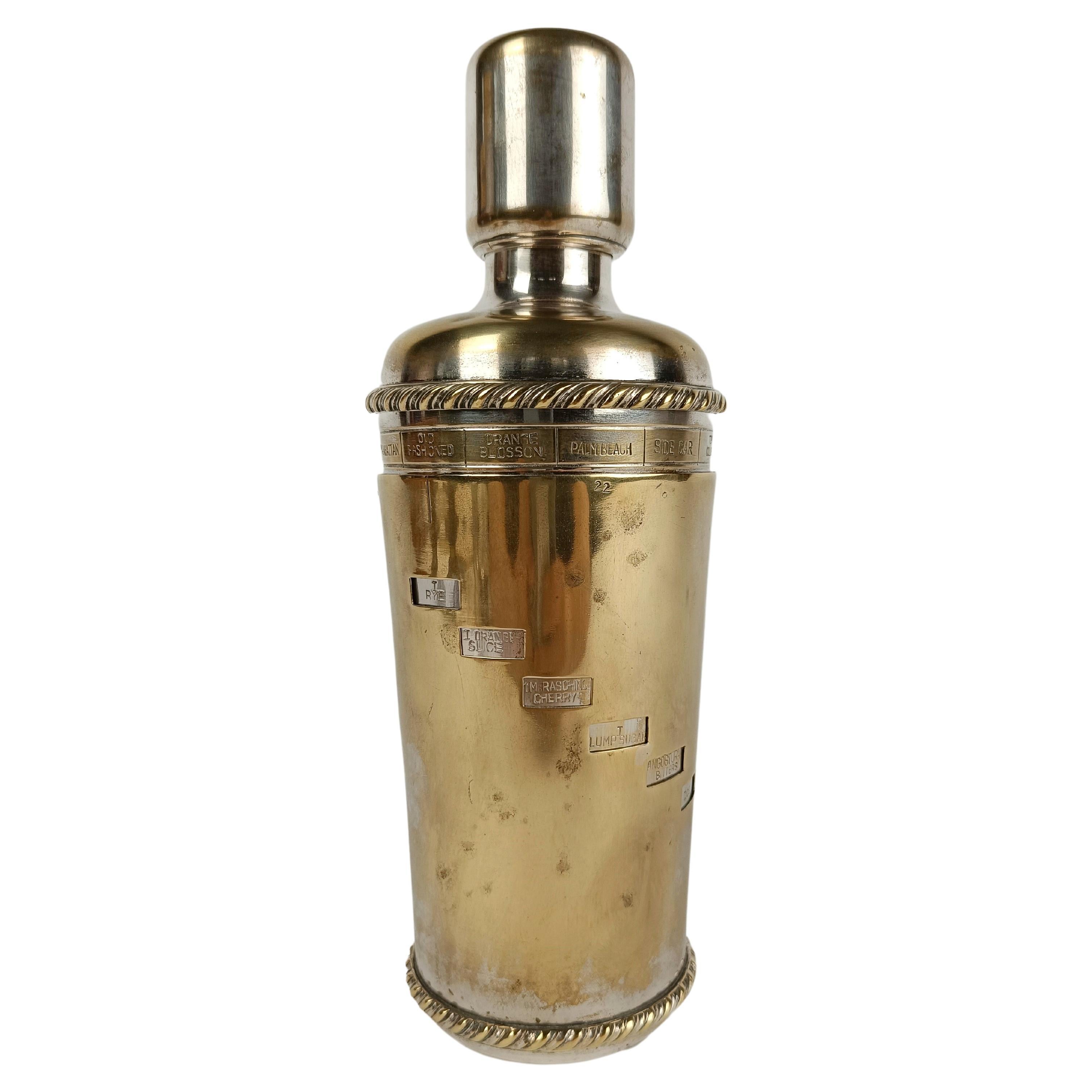 Italian Midcentury Silver Plated Menu Cocktail Shaker by Fornari For Sale