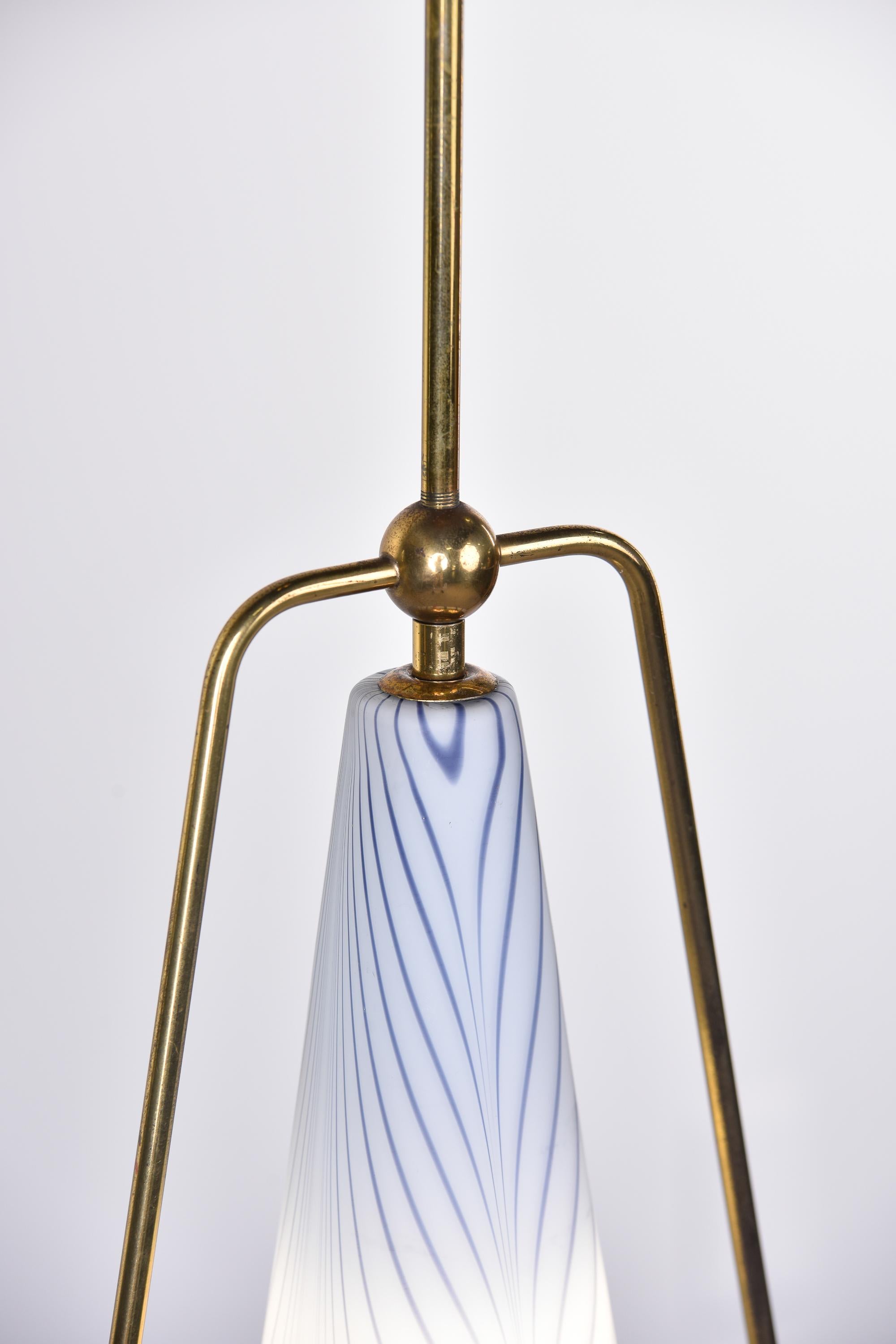 Italian Mid-Century Single Light Brass & Glass Fixture For Sale 8