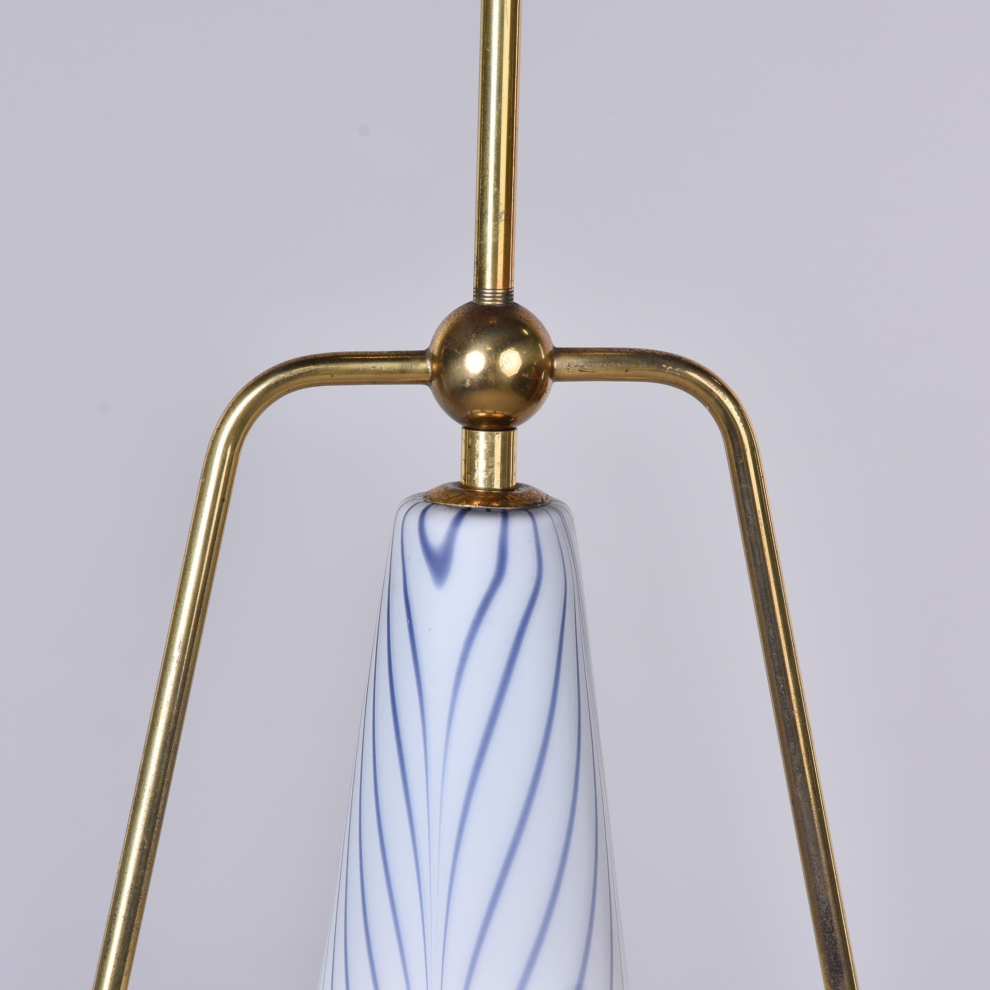 Italian Mid-Century Single Light Brass & Glass Fixture In Good Condition For Sale In Troy, MI