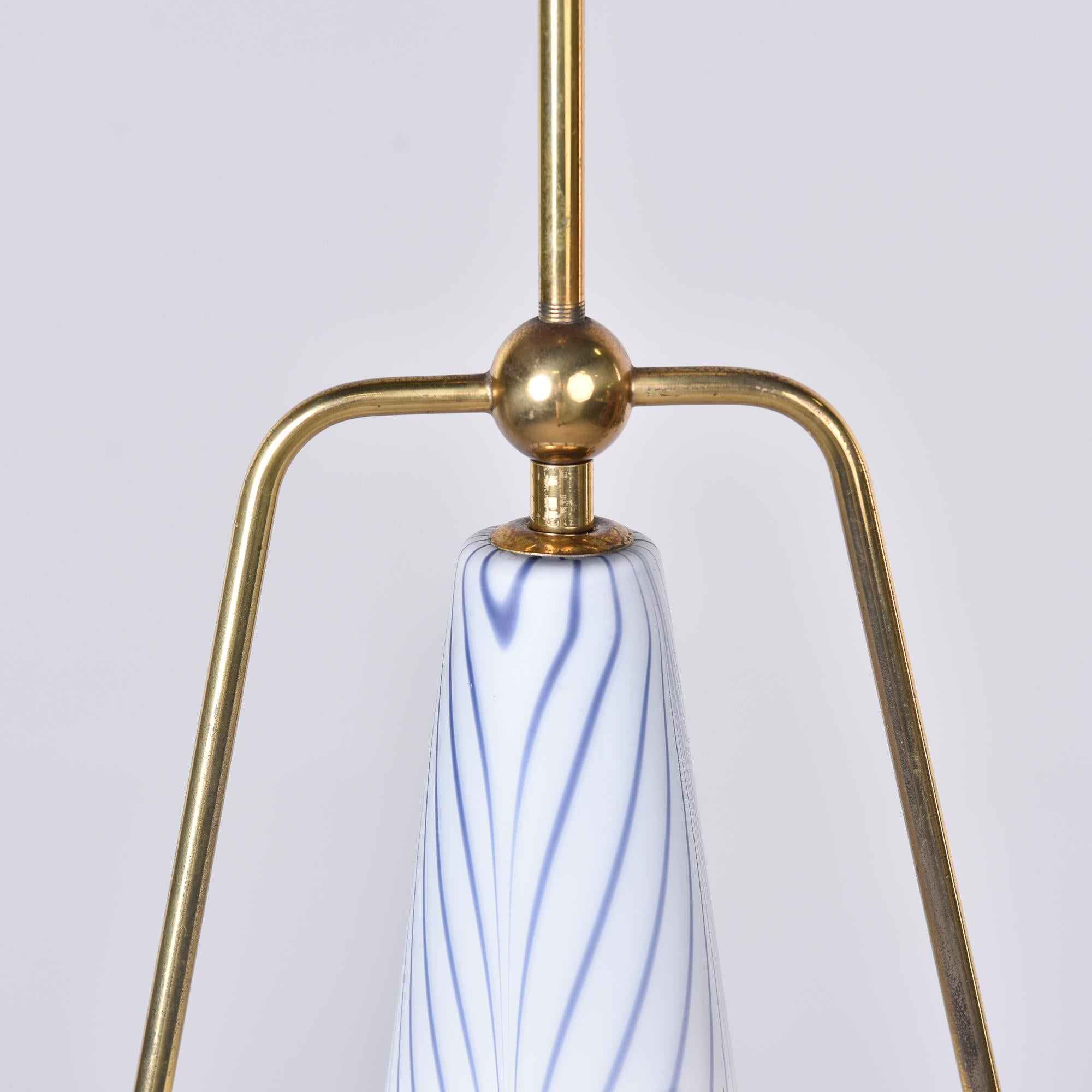 Italian Mid-Century Single Light Brass & Glass Fixture For Sale 2
