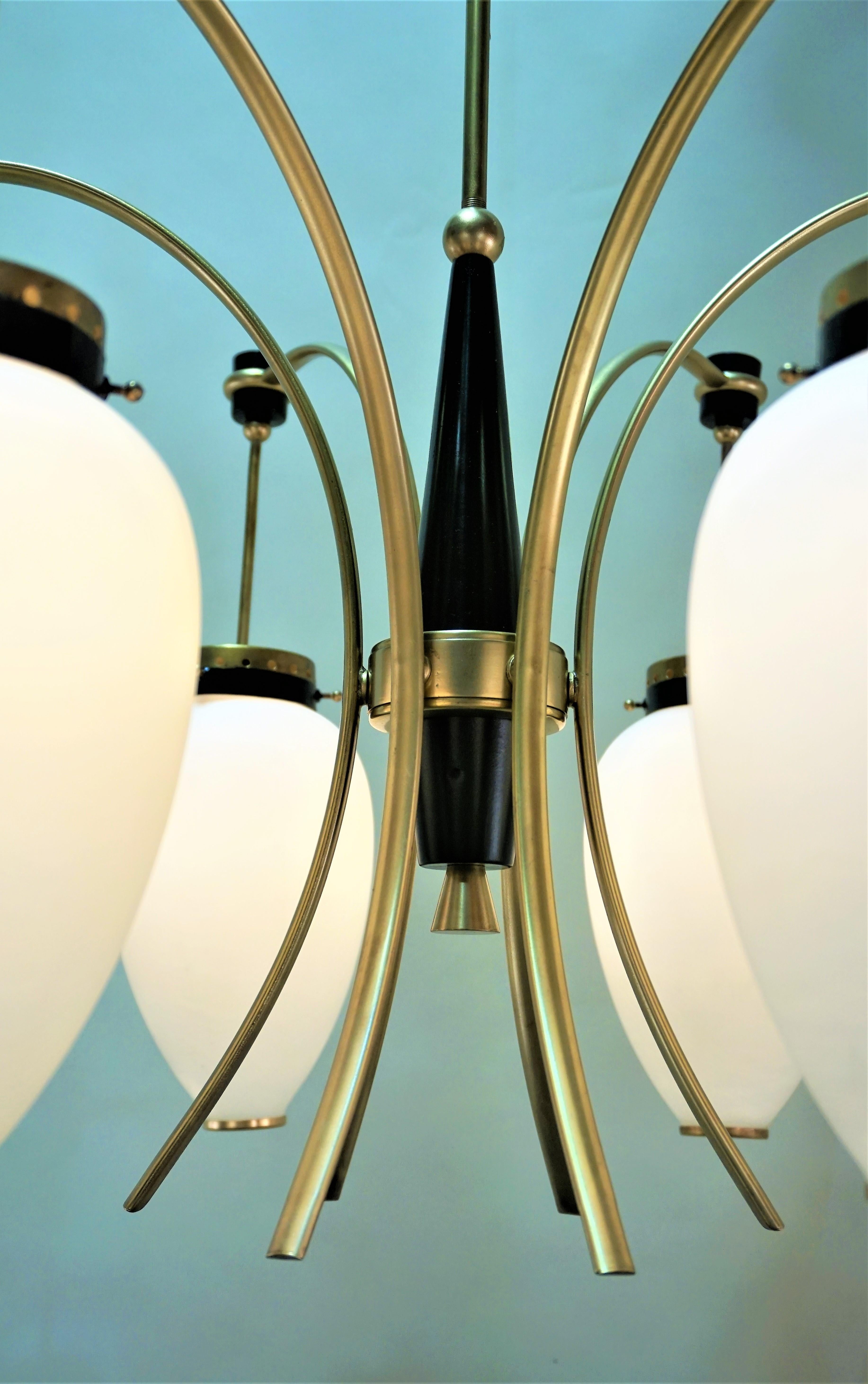 Lacquered Italian Midcentury Six-Light Chandelier