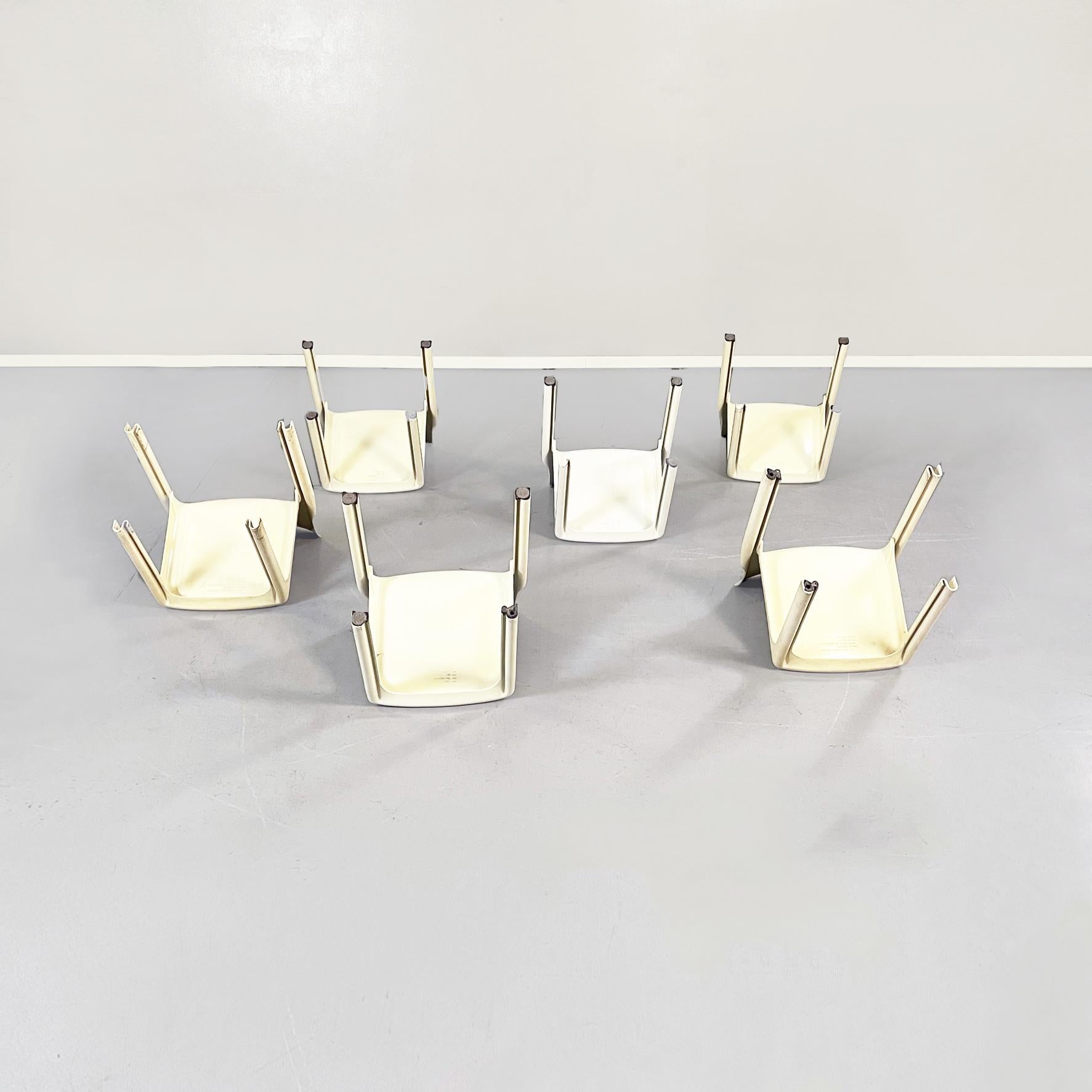 Mid-Century Modern Italian Mid-Century Six Selene White Chairs by Magistretti for Artemide, 1960s