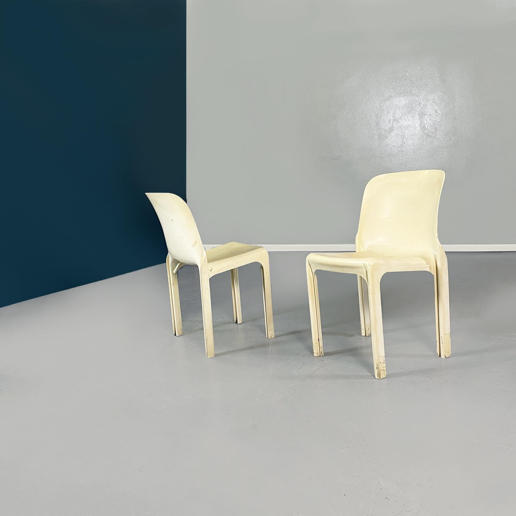 Mid-20th Century Italian Mid-Century Six Selene White Chairs by Magistretti for Artemide, 1960s