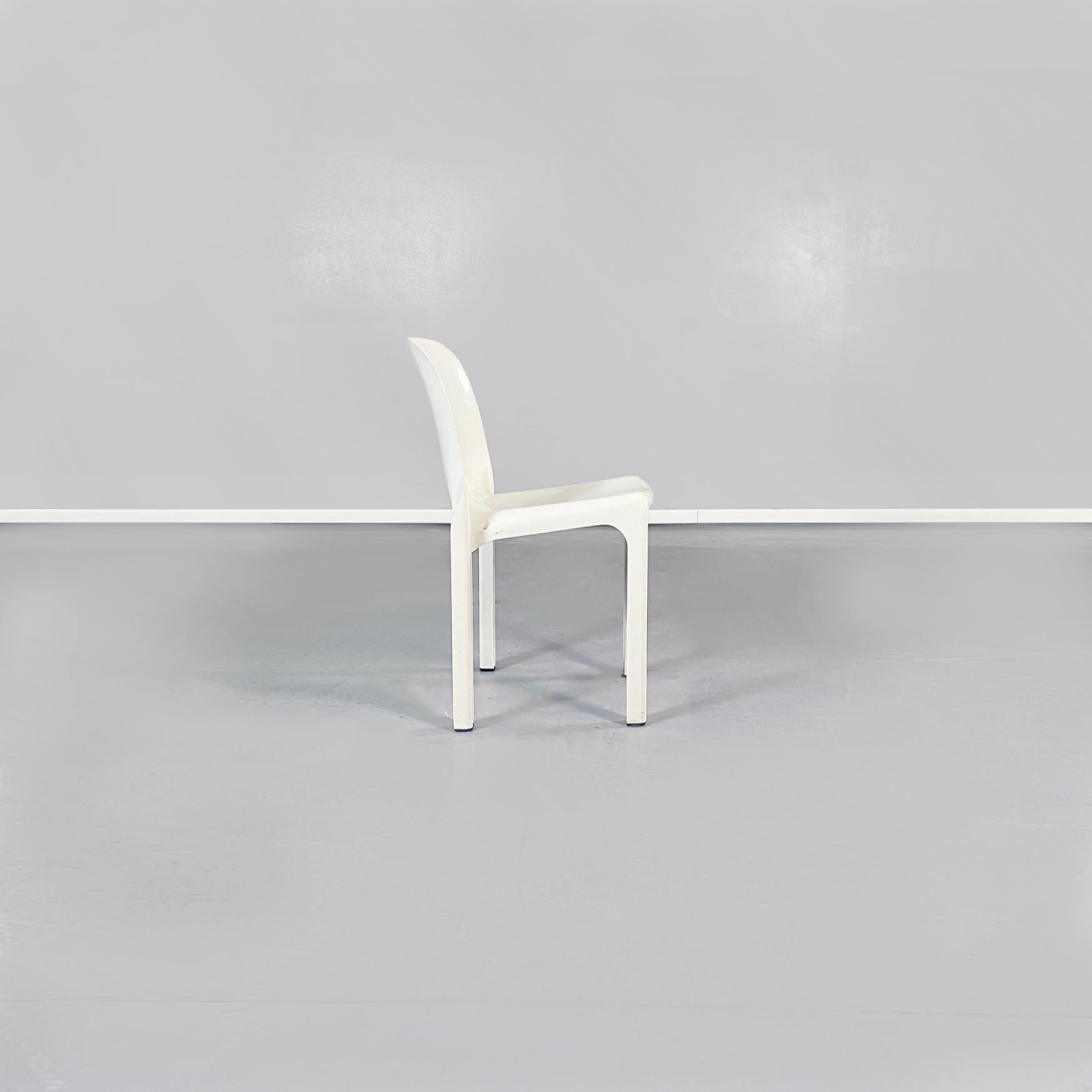 Italian Mid-Century Six Selene White Chairs by Magistretti for Artemide, 1960s 1