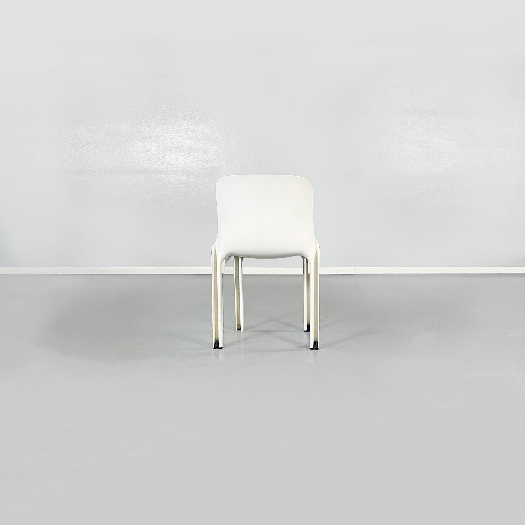 Italian Mid-Century Six Selene White Chairs by Magistretti for Artemide, 1960s 2