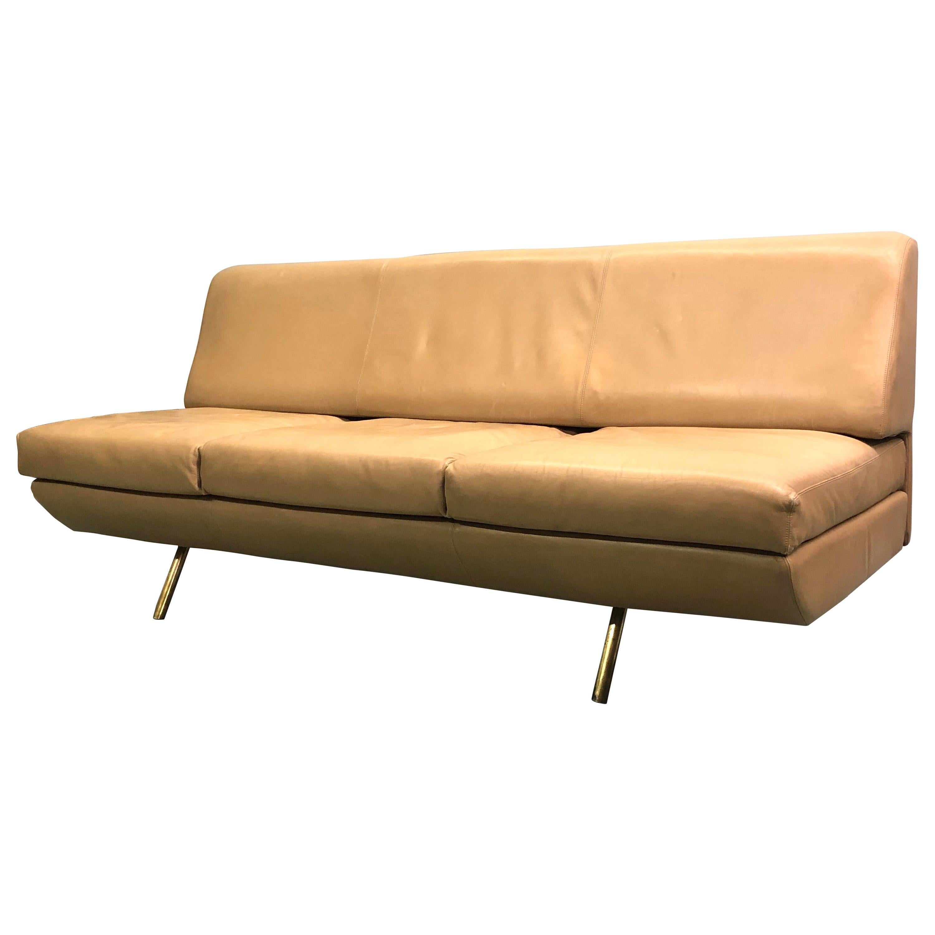  Italian Mid-Century 'Sleep-o-Matic" Sofa in Leather by Marco Zanuso for Arflex For Sale