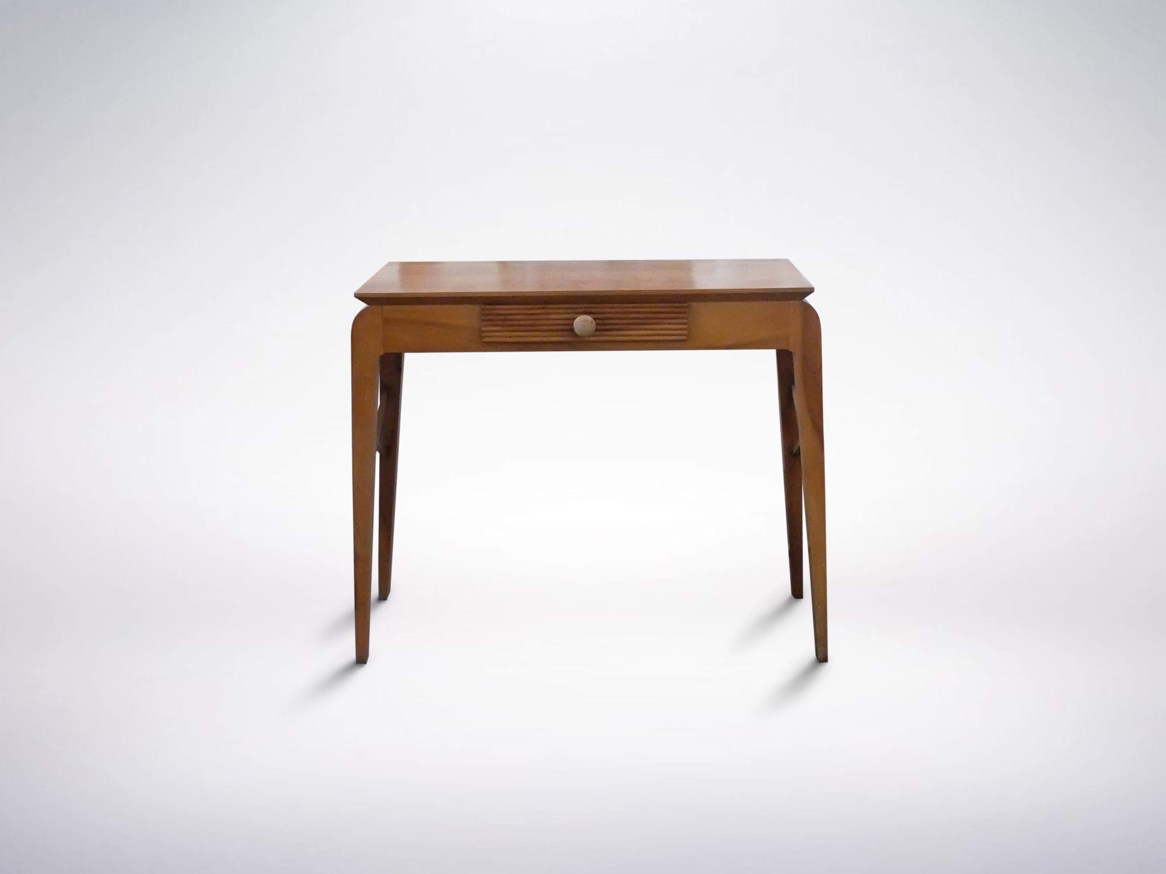 Italian Mid-Century Small Ornate Wooden Console with Drawer, 1950s In Good Condition In Milan, IT