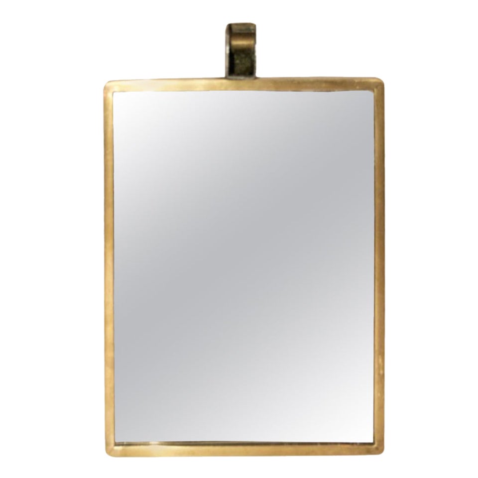 Italian mid-century small rectangular brass table mirror, 1950's For Sale