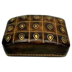 Vintage Italian Mid-Century Small Rectangular Leather Embossed Box 