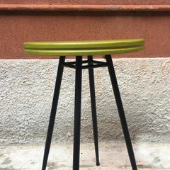 Italian Midcentury Small Round Green Top Bar Table from Sala Lutraio, 1950s