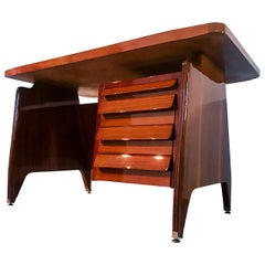 Italian Midcentury Small Walnut Writing Desk by Vittorio Dassi, 1950s