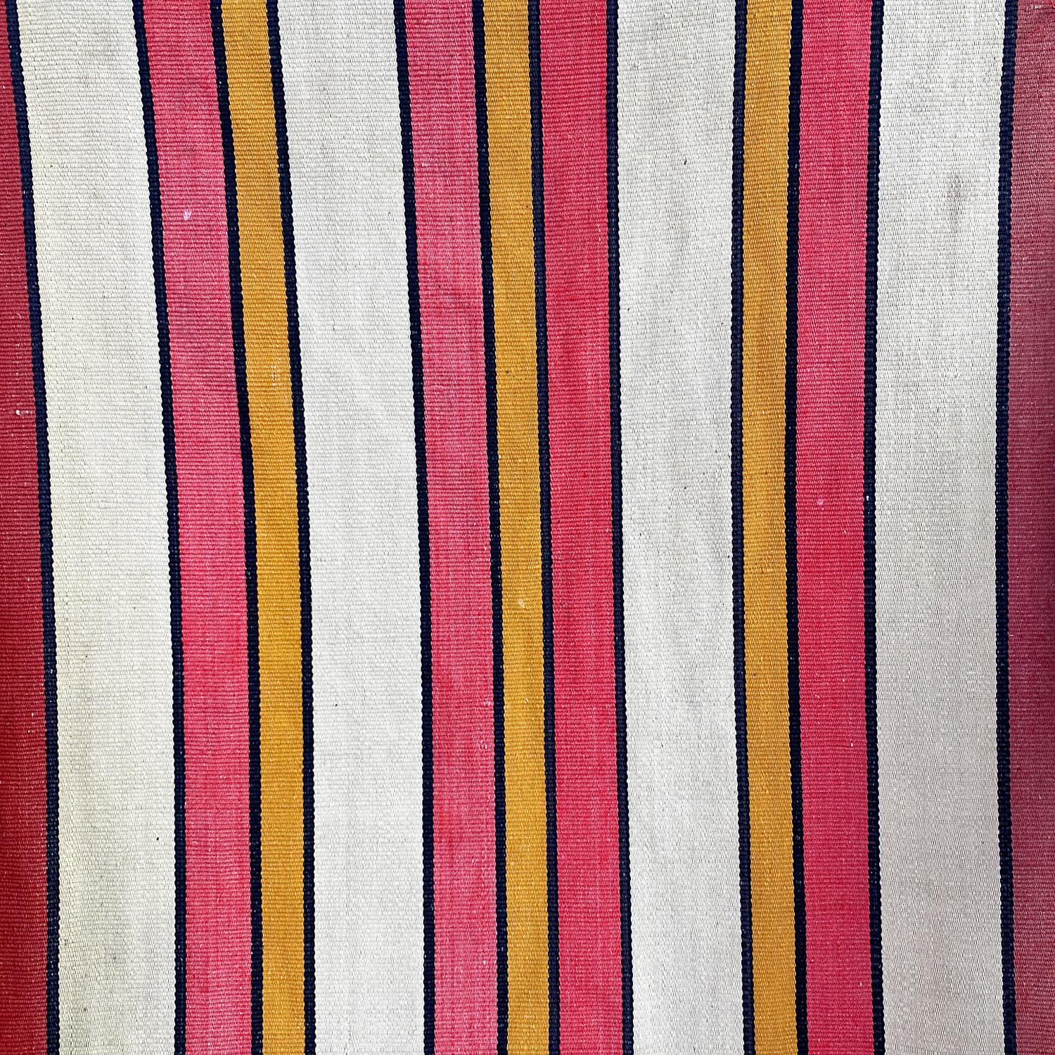 Italian mid-century small wooden and original colored fabric deckchair, 1950s For Sale 14
