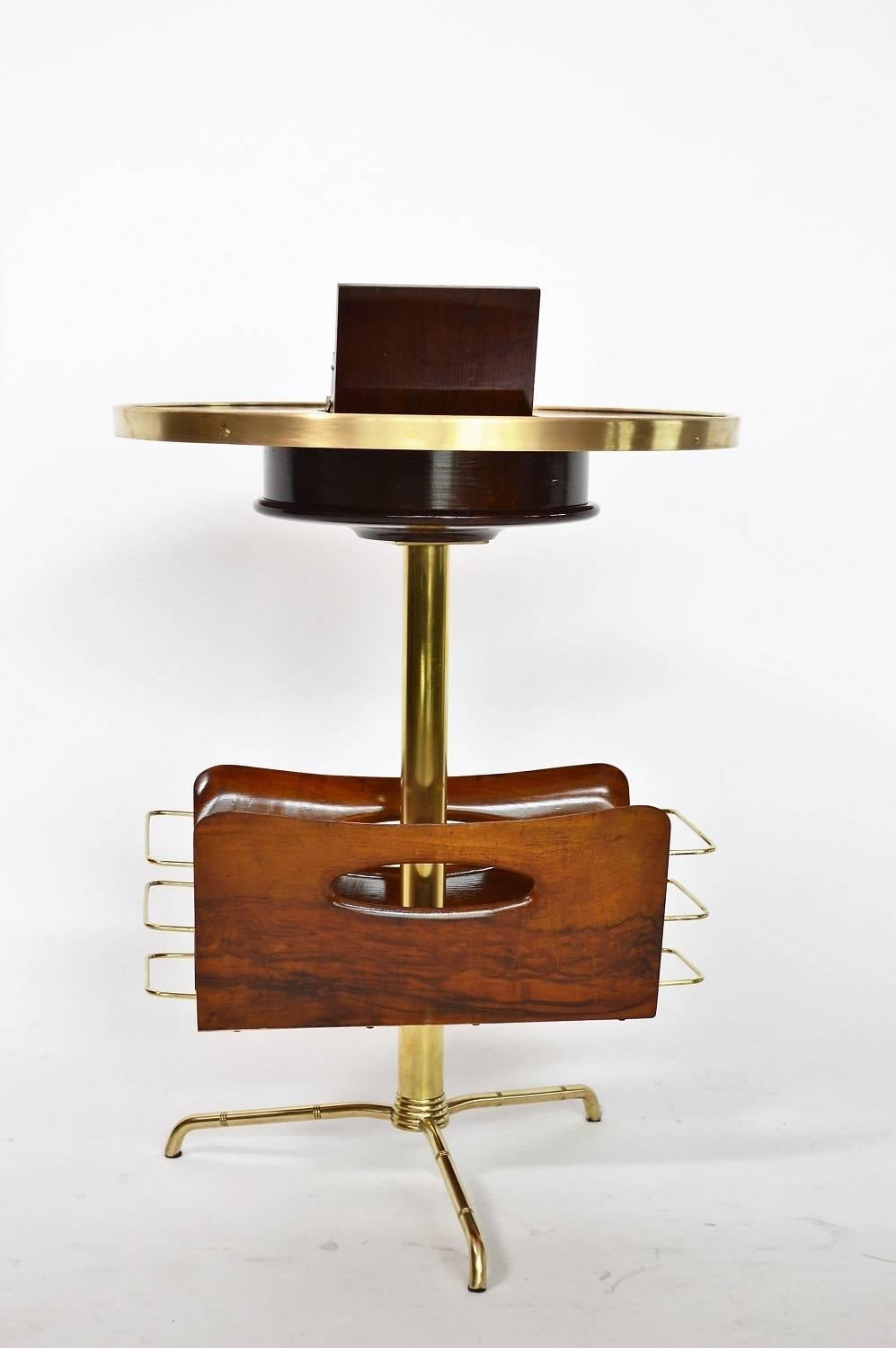 Italian Midcentury Smoker Table or Guéridon with Magazine Rack, 1950s 4