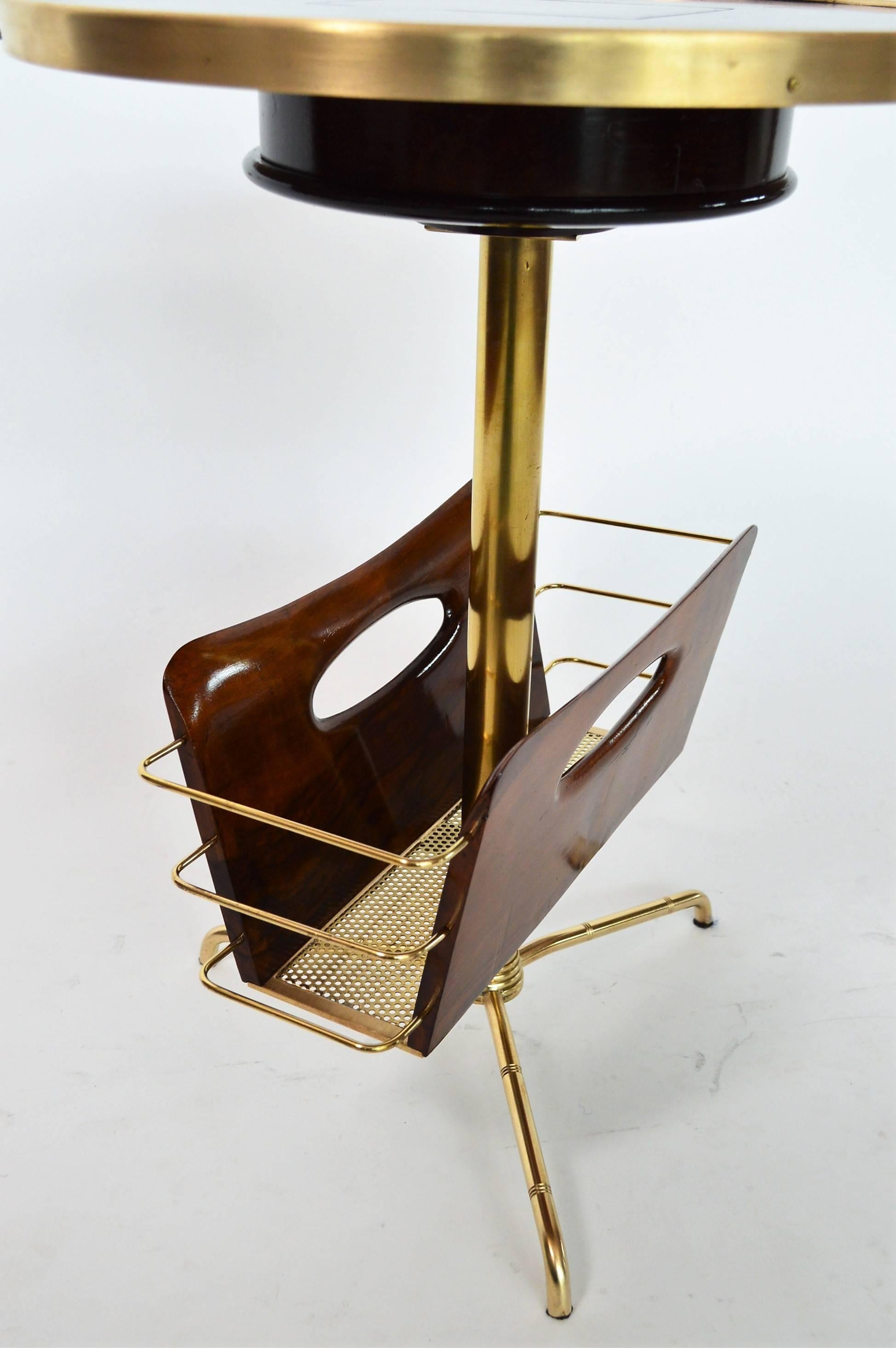 Italian Midcentury Smoker Table or Guéridon with Magazine Rack, 1950s 8