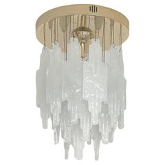 Vintage Italian Mid-Century Snow White Murano Glass Chandelier by Poliarte, 1970s