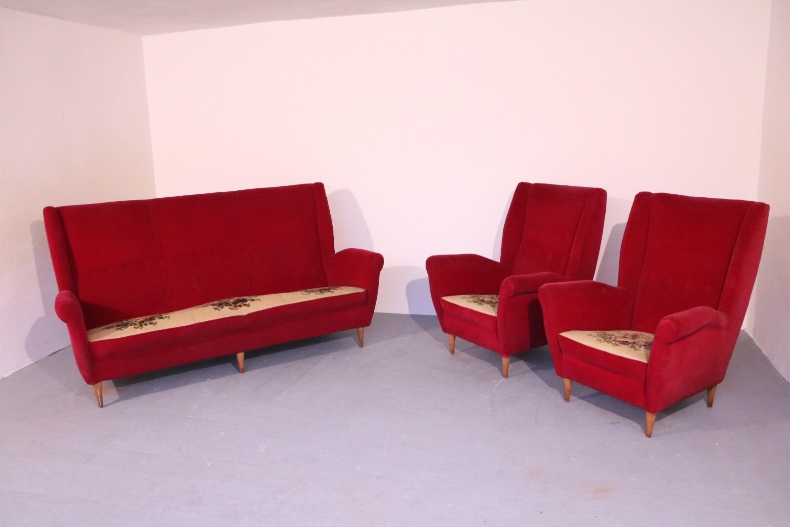 Mid-Century Modern ItalianModern Neoclassical Sofa & Armchairs by Gio Ponti for ISA, Bergamo, 1955