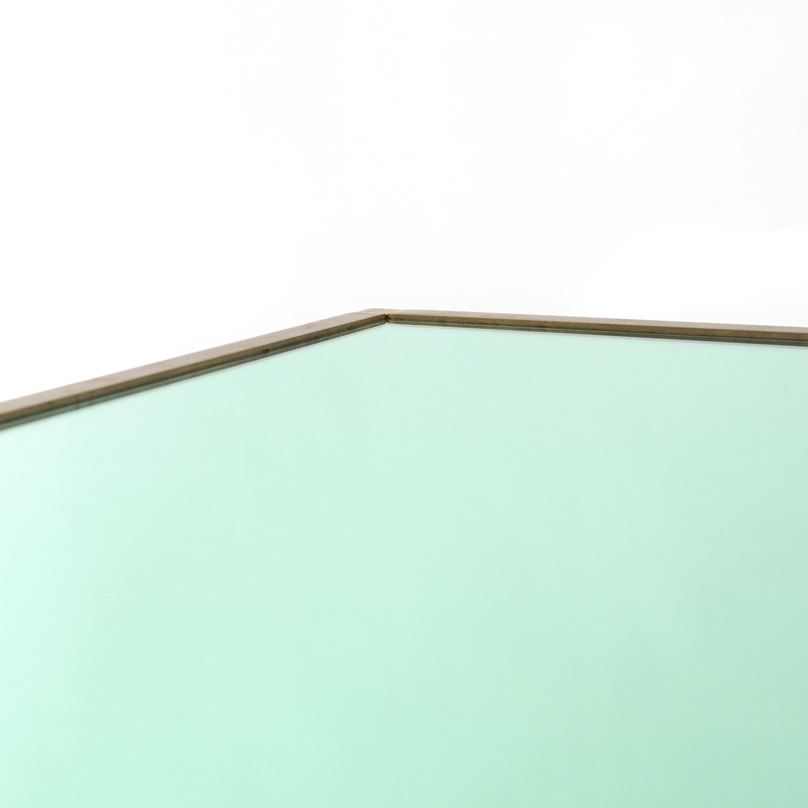 Tavolino da salotto italiano di metà secolo in vetro specchiato verde smeraldo di Banci 1970s in vendita 9