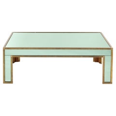 Italian Mid-Century Sofa Table in Emerald Green Mirrored Glass by Banci 1970s