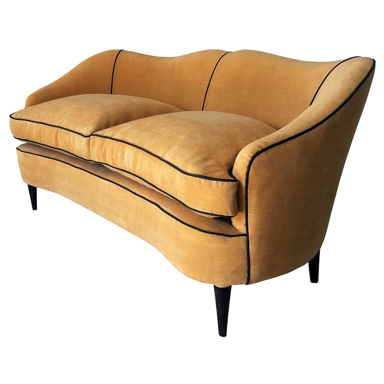 Italian Classic Sofa in Bamboo and Rattan with Curved Twine, TwoSeat