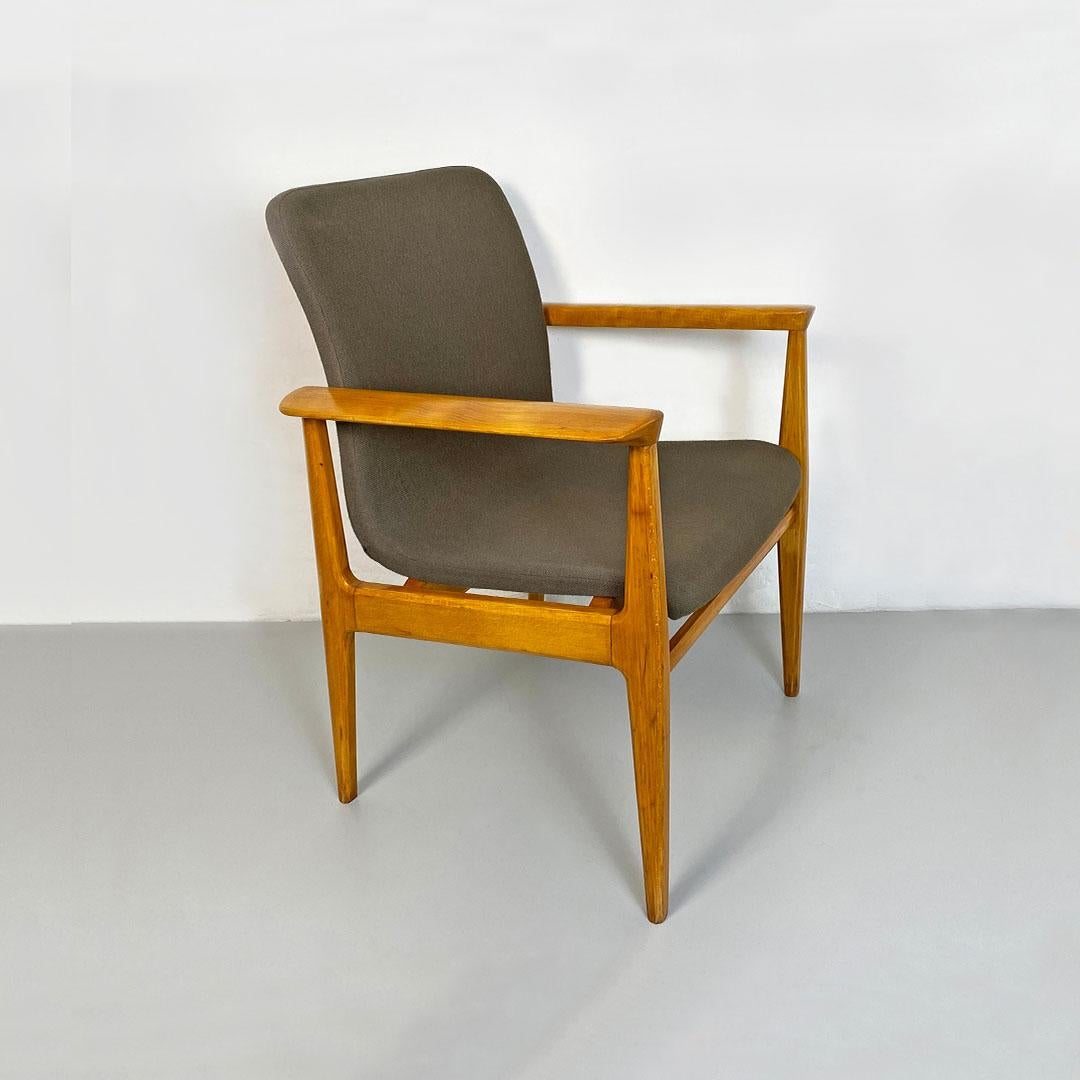 Mid-Century Modern Italian Mid Century Solid Beech and Fabric Armchair by Anonima Castelli, 1960s For Sale