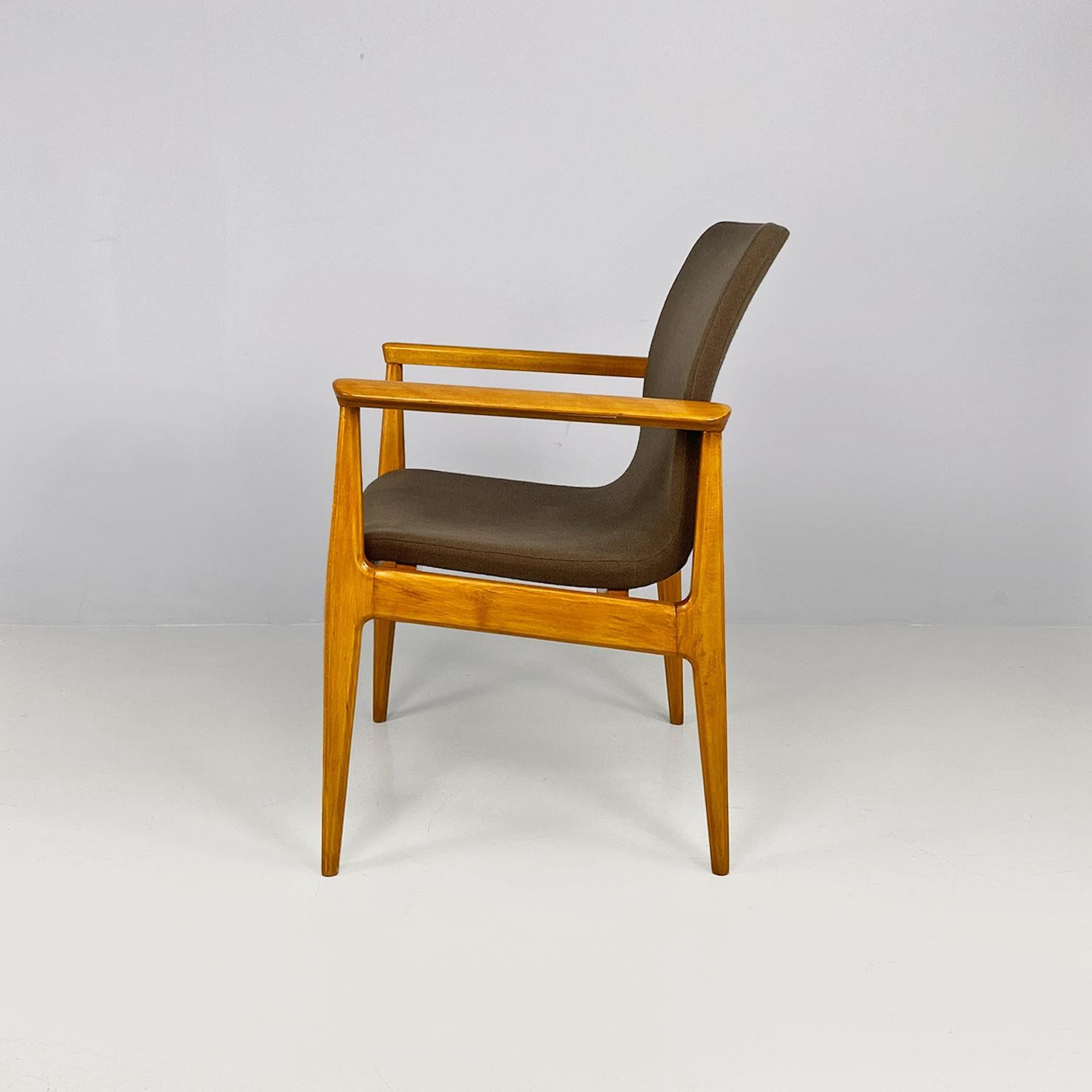Mid-Century Modern Italian mid-century solid beech and fabric armchair by Anonima Castelli, 1960s For Sale