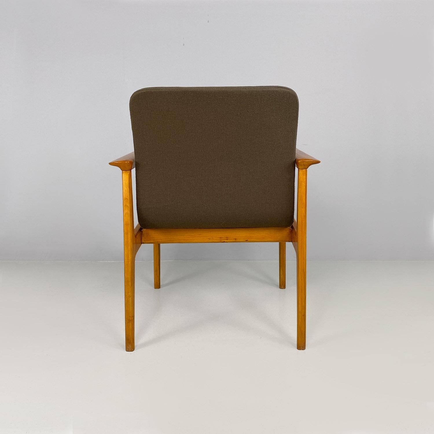 Fabric Italian mid-century solid beech and fabric armchair by Anonima Castelli, 1960s For Sale