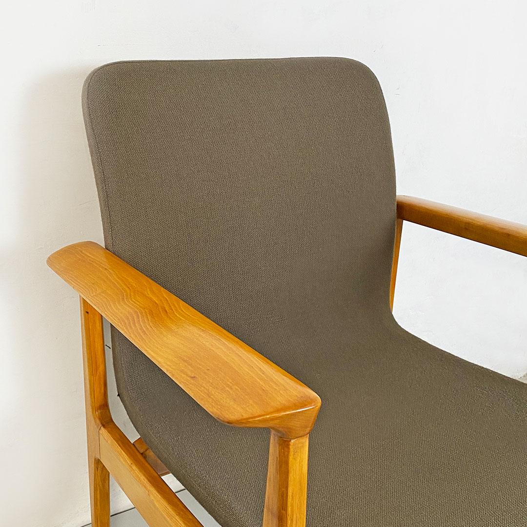 Italian Mid Century Solid Beech and Fabric Armchair by Anonima Castelli, 1960s For Sale 2