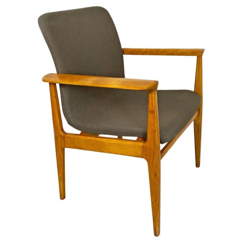 Italian Mid Century Solid Beech and Fabric Armchair by Anonima Castelli, 1960s For Sale