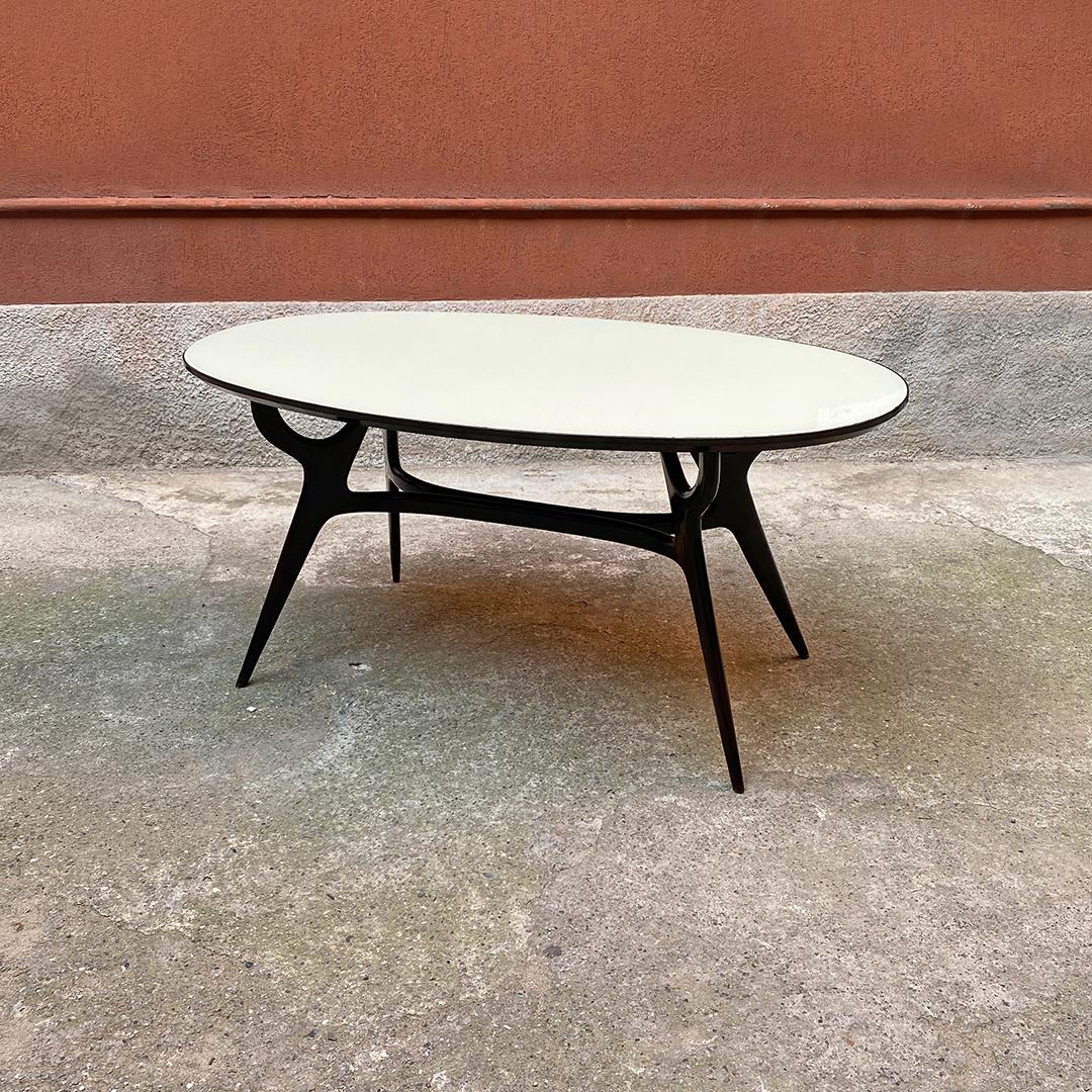 Mid-Century Modern Italian Mid Century Solid Beech and Glass Top Dining Table by Ico Parisi, 1950s