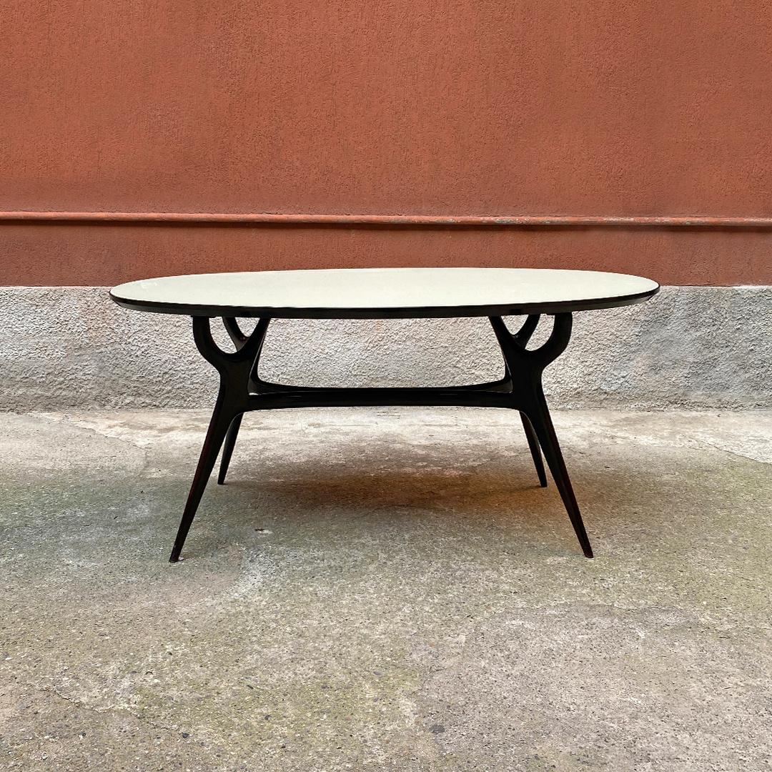 Italian Mid Century Solid Beech and Glass Top Dining Table by Ico Parisi, 1950s In Good Condition In MIlano, IT