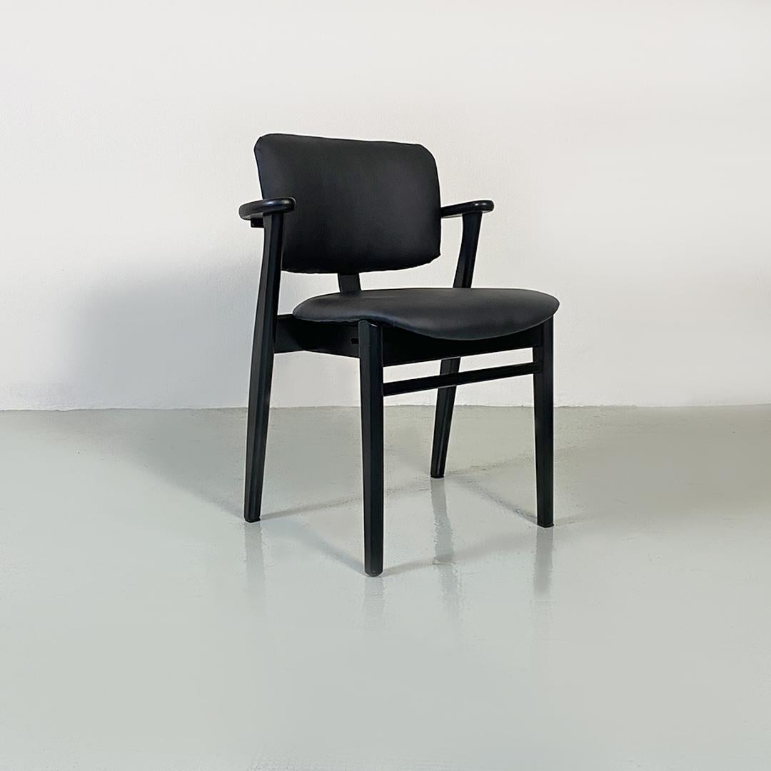 Usa Mid Century Black Wood and Faux Leather Chairs by Knoll, 1960 In Good Condition For Sale In MIlano, IT