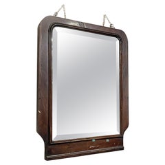 Italian Mid Century Solid Wood Mirror with Rounded Corners and Flat Base, 1950s