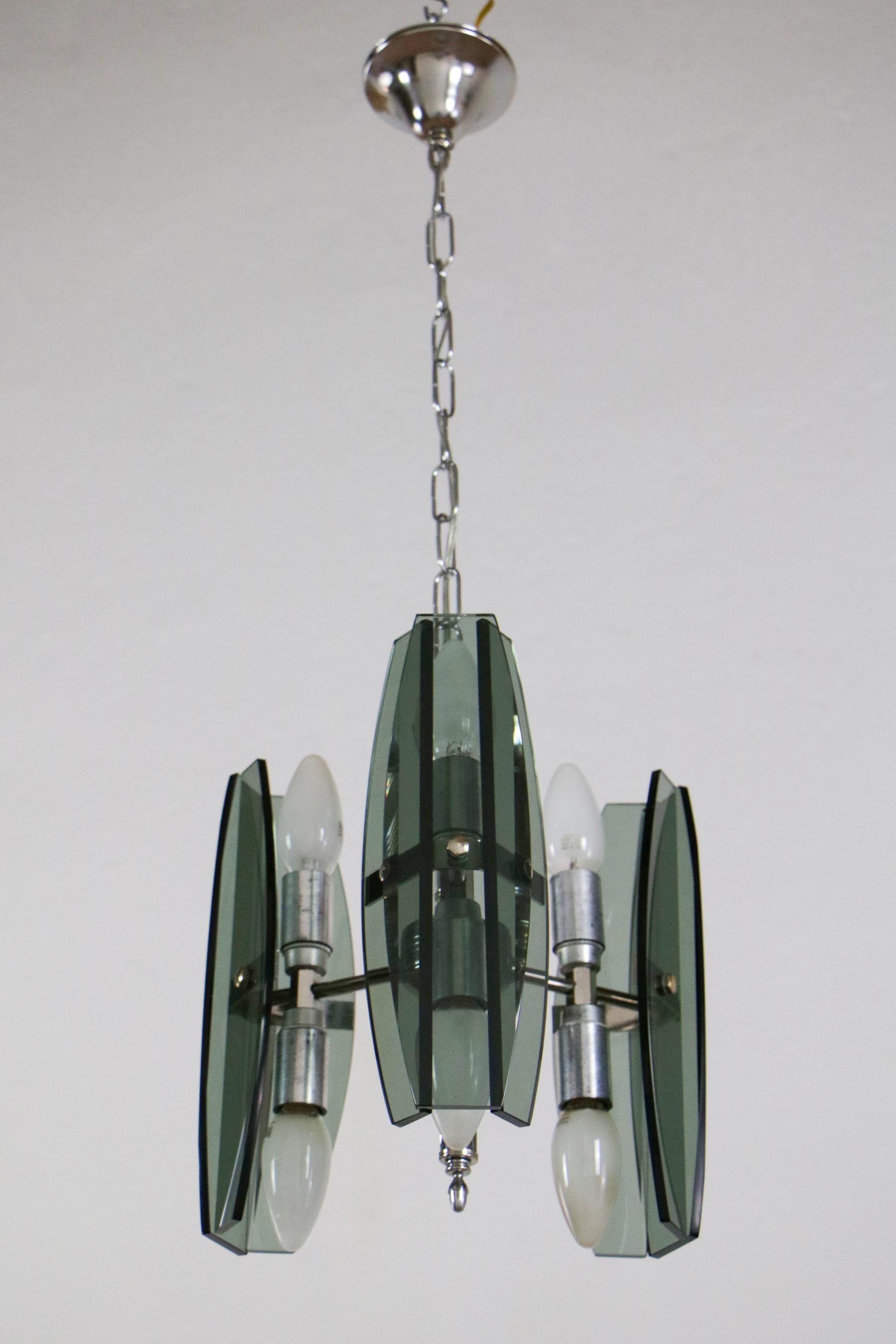 Italienischer Mid-Century-Kronleuchter im Space Age Veca-Stil von Fontana Arte, 1970er Jahre im Angebot 9