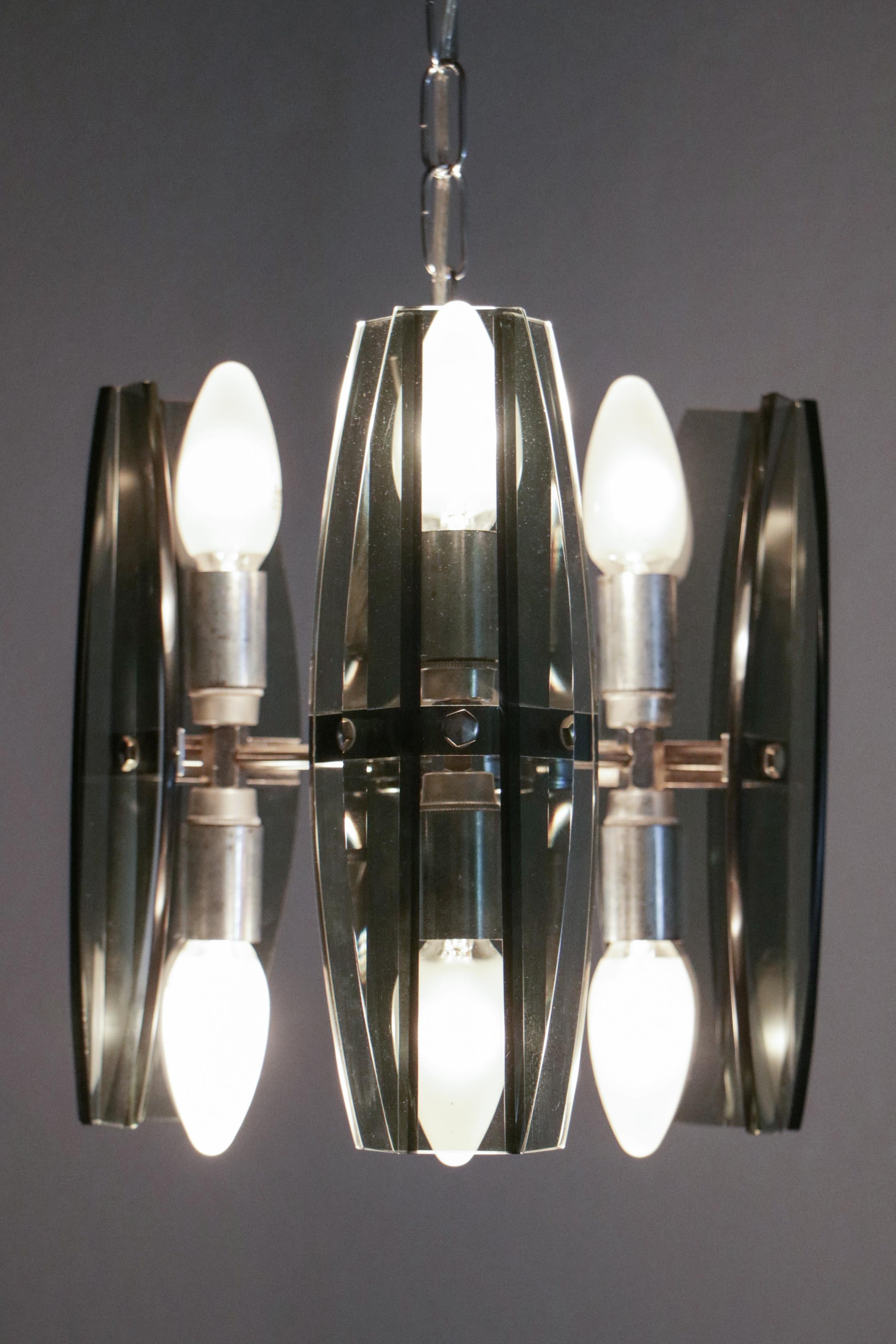 Italienischer Mid-Century-Kronleuchter im Space Age Veca-Stil von Fontana Arte, 1970er Jahre im Angebot 11