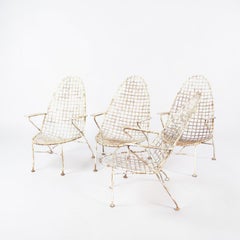 Italian Mid-Century Space Age High-Back Wire Lounge Chairs, Set of 4