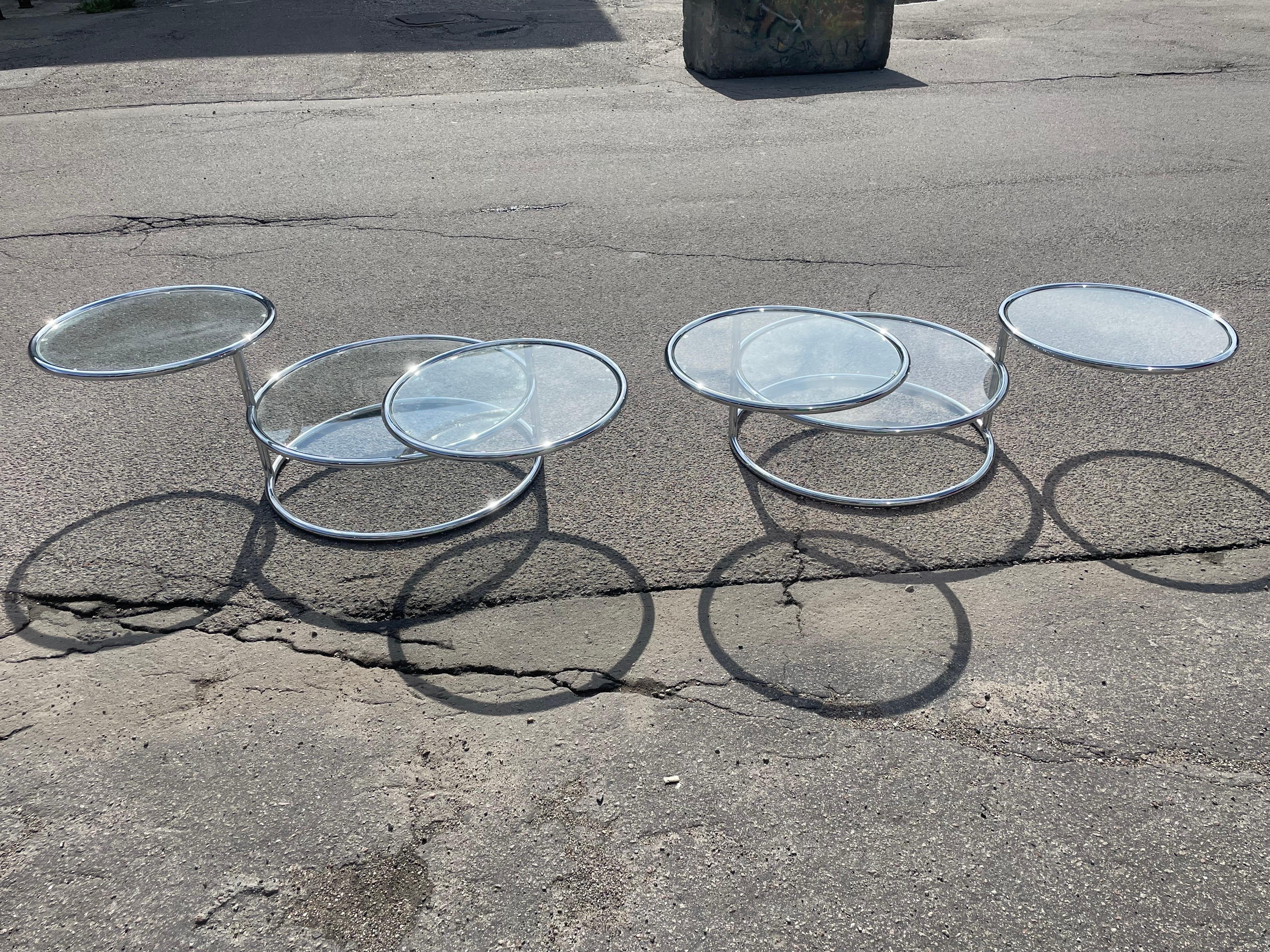 Italian Mid-Century Space Age Swivel Chrome Cocktail Side Tables from the 1970´s For Sale 9