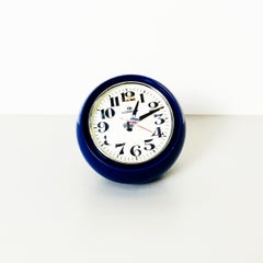 Italian Mid-Century Spherical Plastic Blue Table Clock Boule by Lorenz, 1960s