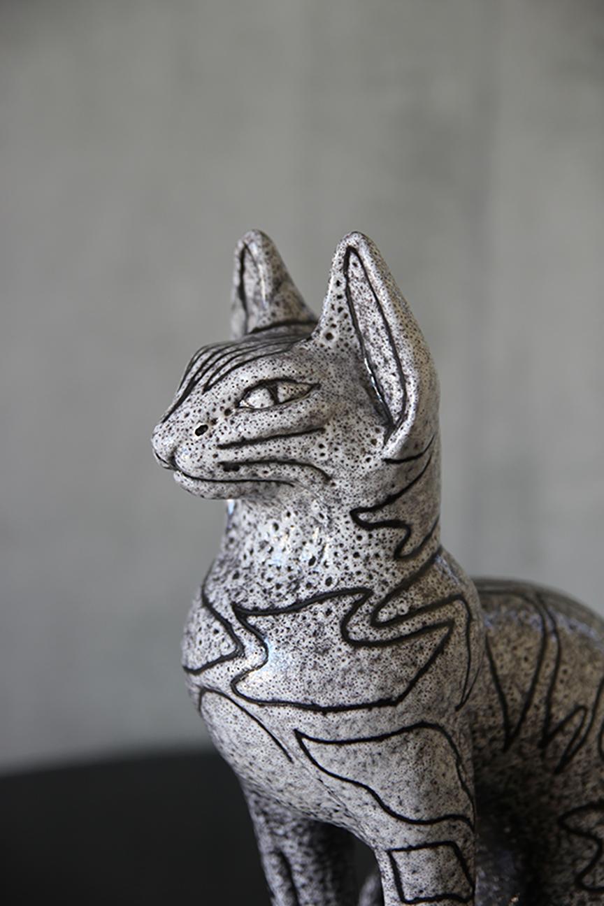 Carved Italian Midcentury Sphinx Cat by Bagni For Sale