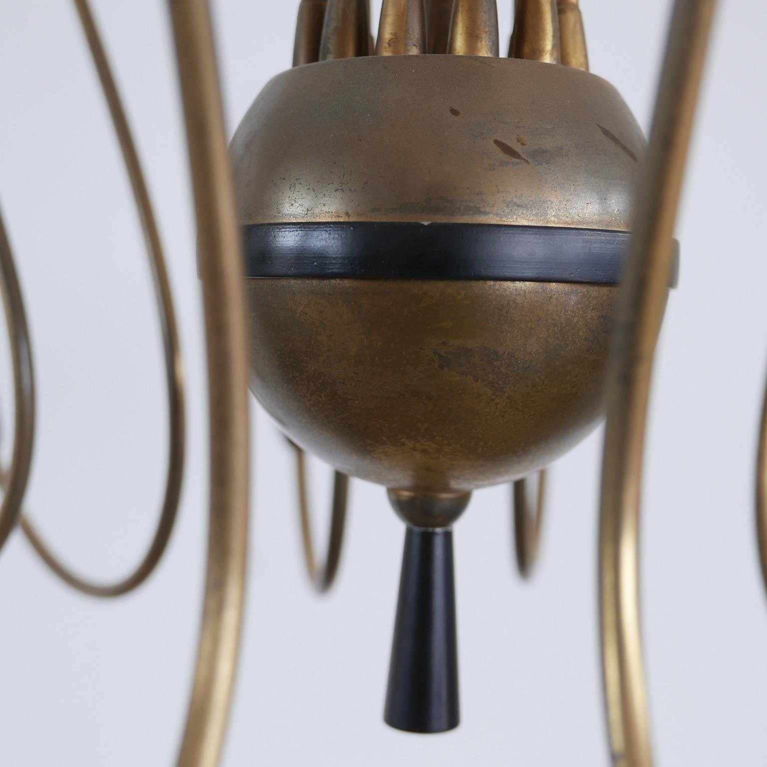 Mid-20th Century Italian Midcentury Spider/Octopus Brass Chandelier Light
